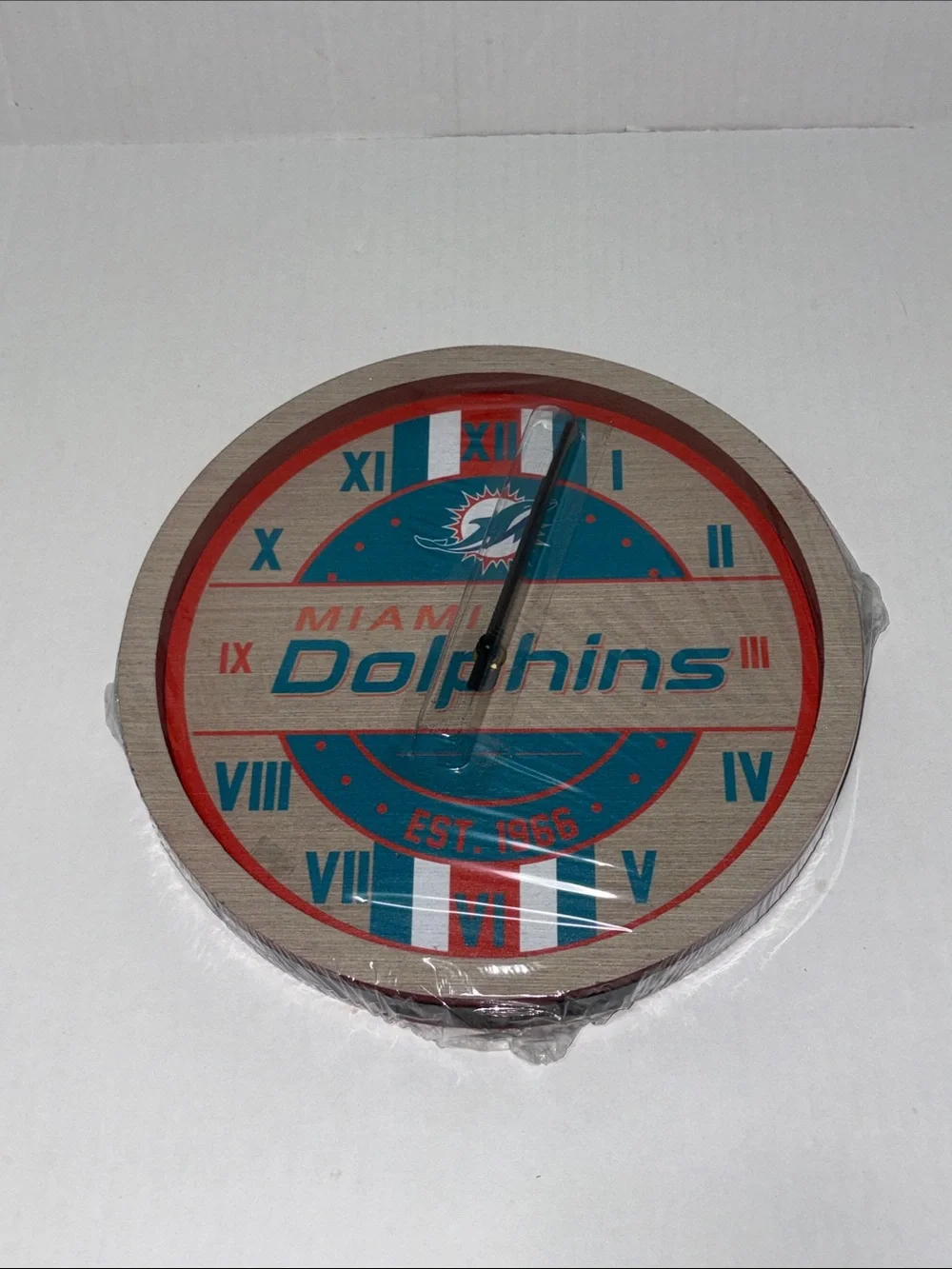 Forever Collectibles Miami Dolphins New Teal and Orange Wall Clock